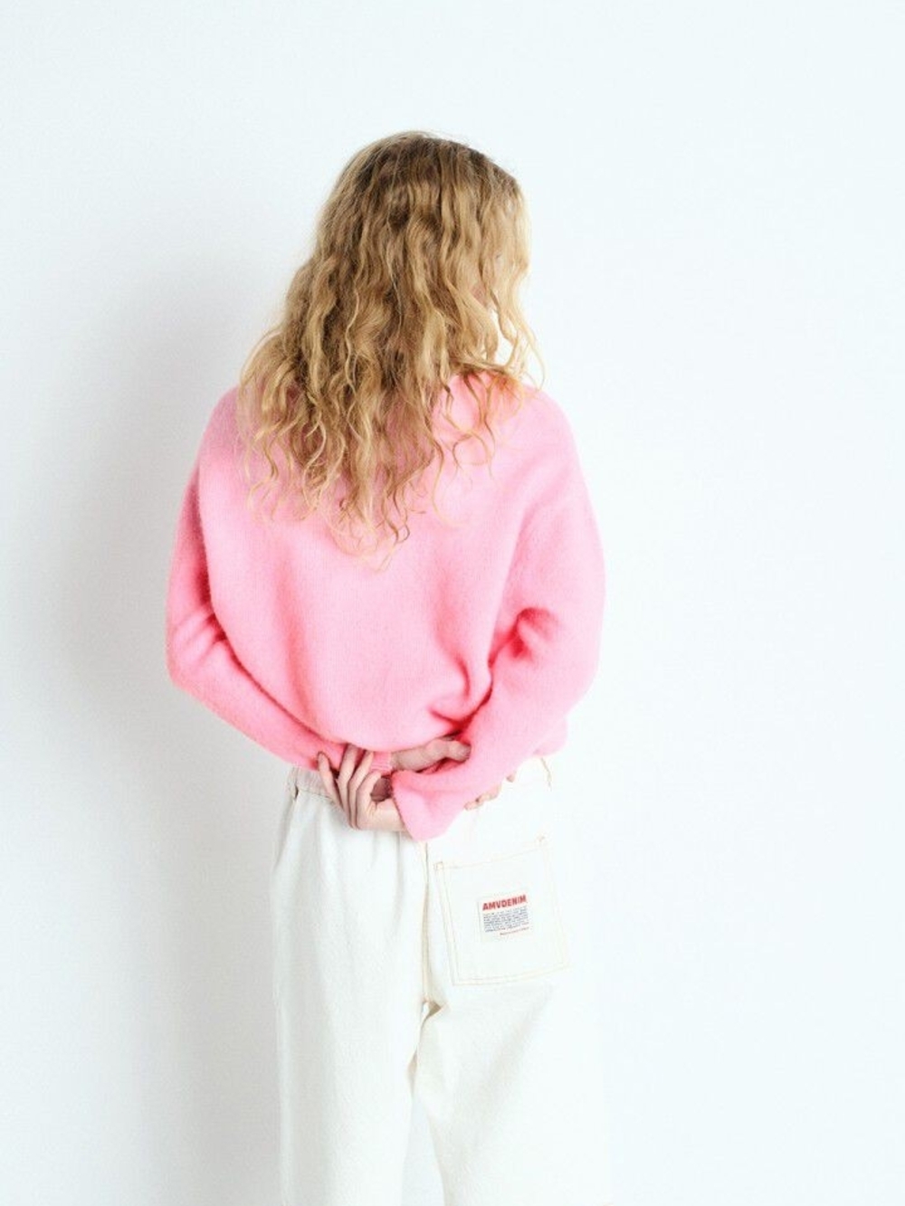American Vintage Soft Pink Crewneck Button Cardigan Size S - Picture 3 of 14